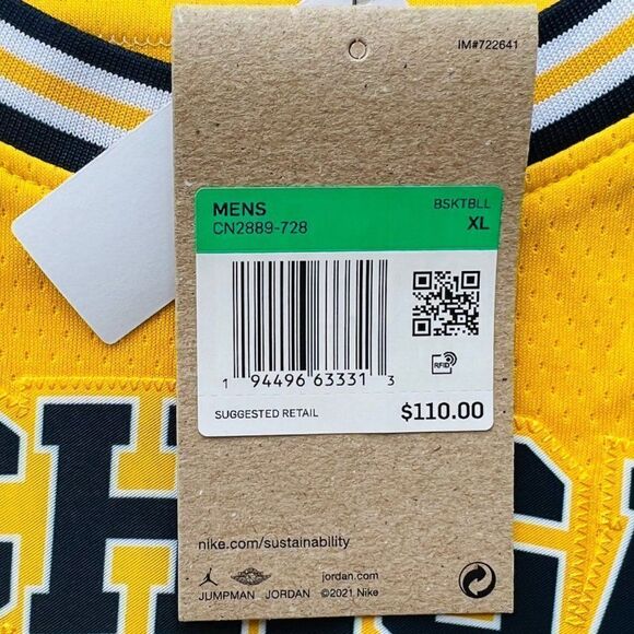 Jordan Michigan Wolverines #25 Basketball Jersey Yellow/Navy CN2889-728 Men's XL - Picture 4 of 8